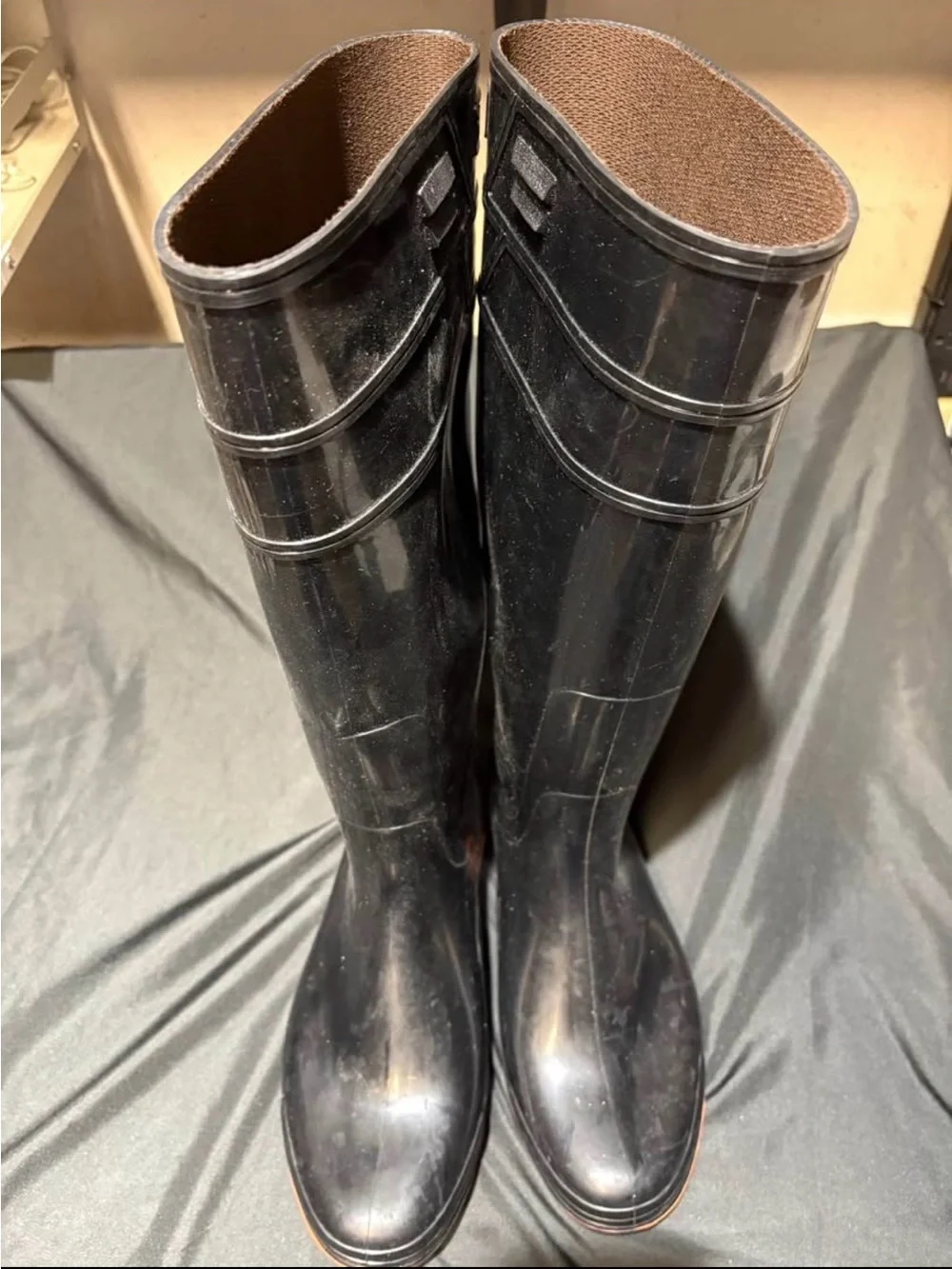 Kohshin black waterproof rubber rain boots  26.5 EEE. Japan